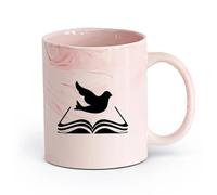 AYUEHBN cerámica Tazas de Cerámica con Asas Libro Biblioteca Santa Biblia Religioso Pájaro Paloma （11oz/320ml） Elegante y duradero: apto para microondas y lavavajillas Rosa mármol