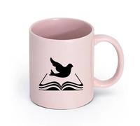 AYUEHBN cerámica Tazas de Cerámica con Asas Libro Biblioteca Santa Biblia Religioso Pájaro Paloma （11oz/320ml） Elegante y duradero: apto para microondas y lavavajillas Rosa