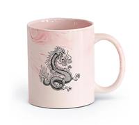 AYUEHBN cerámica Tazas de Cerámica con Asas Mitología japonesa de fantasía, dragón y serpiente （11oz/320ml） Taza de cerámica para capuchino, té, leche Rosa mármol