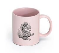 AYUEHBN cerámica Tazas de Cerámica con Asas Mitología japonesa de fantasía, dragón y serpiente （11oz/320ml） Taza de cerámica para capuchino, té, leche Rosa
