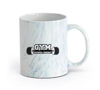 AYUEHBN cerámica Tazas de Cerámica con Asas Motivación Deportiva Gimnasia Energía Fitnesscenter （11oz/320ml） Elegante y duradero: apto para microondas y lavavajillas Azul mármol