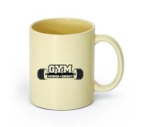 AYUEHBN cerámica Tazas de Cerámica con Asas Motivación Deportiva Gimnasia Energía Fitnesscenter （11oz/320ml） Elegante y duradero: apto para microondas y lavavajillas Beige