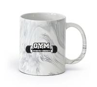AYUEHBN cerámica Tazas de Cerámica con Asas Motivación Deportiva Gimnasia Energía Fitnesscenter （11oz/320ml） Elegante y duradero: apto para microondas y lavavajillas Negro mármol