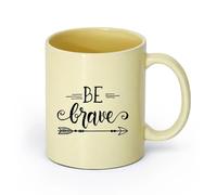 AYUEHBN cerámica Tazas de Cerámica con Asas Sé valiente, flechas, plumas, inspiración étnica （11oz/320ml） Cappuccino, Latte Macchiato, té, espresso Beige