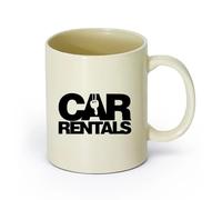 AYUEHBN cerámica Tazas de Cerámica para Café, Leche y Té Alquiler de coches Palabras Claves Silueta Auto （11oz/320ml） Para café, avena, té, fácil de limpiar Amarillo claro