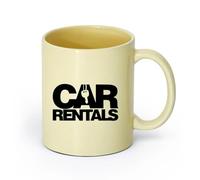 AYUEHBN cerámica Tazas de Cerámica para Café, Leche y Té Alquiler de coches Palabras Claves Silueta Auto （11oz/320ml） Para café, avena, té, fácil de limpiar Beige