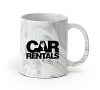 AYUEHBN cerámica Tazas de Cerámica para Café, Leche y Té Alquiler de coches Palabras Claves Silueta Auto （11oz/320ml） Para café, avena, té, fácil de limpiar Negro mármol