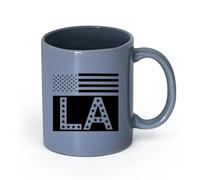 AYUEHBN cerámica Tazas de Cerámica para Café, Leche y Té Bandera estadounidense de Los Ángeles LA （11oz/320ml） Café, té, latte, leche, cacao, zumo y otras bebidas calientes Gris azulado