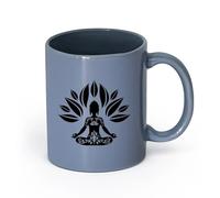 AYUEHBN cerámica Tazas de Cerámica para Café, Leche y Té Budismo Yoga Buda Postura del Loto Flor （11oz/320ml） Oficina, hogar, cafetería, apto para lavavajillas y microondas Gris azulado