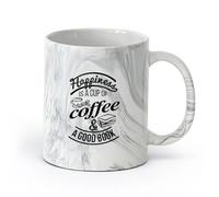 AYUEHBN cerámica Tazas de Cerámica para Café, Leche y Té Cita Felicidad Libro Taza de Café Cafetería Bar （11oz/320ml） Para Té, Café, Leche, Capuchino Negro mármol