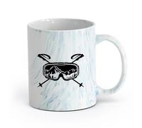 AYUEHBN cerámica Tazas de Cerámica para Café, Leche y Té Esquí Deporte Montañas Esquí Extremo Gafas （11oz/320ml） Ideal para el hogar, la oficina, cafeterías, ideas de regalo Azul mármol