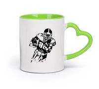 AYUEHBN cerámica Tazas de Cerámica para Café, Leche y Té Fútbol americano Juego Deporte Jugador Pelota （11oz/320ml） Regalo para hombre o mujer Verde