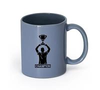 AYUEHBN cerámica Tazas de Cerámica para Café, Leche y Té Futbolista Deporte Atleta Campeón Copa （11oz/320ml） Ideal para el hogar, la oficina, cafeterías, ideas de regalo Gris azulado