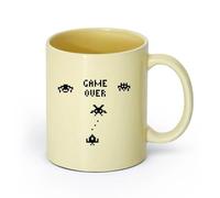AYUEHBN cerámica Tazas de Cerámica para Café, Leche y Té Game Over Gamer Pixel Videojuegos Retro （11oz/320ml） Tazas de cerámica para el hogar o el trabajo Beige