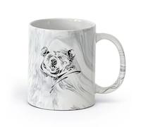 AYUEHBN cerámica Tazas de Cerámica para Café, Leche y Té Hermoso adorno de animal con cabeza de oso （11oz/320ml） Para café, avena, té, fácil de limpiar Negro mármol