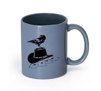 AYUEHBN cerámica Tazas de Cerámica para Café, Leche y Té Juegos de cartas Póker Sombrero de cuervo （11oz/320ml） Regalo único de oficina para mujeres y hombres Gris azulado