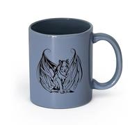 AYUEHBN cerámica Tazas de Cerámica para Café, Leche y Té Lobo con alas, ángel, perro, mascota （11oz/320ml） Para bebidas calientes, latte, capuchino Gris azulado