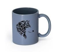 AYUEHBN cerámica Tazas de Cerámica para Café, Leche y Té Lobo Hermoso Animal Salvaje Tribal Hogar （11oz/320ml） Ideal para el hogar, la oficina, cafeterías, ideas de regalo Gris azulado