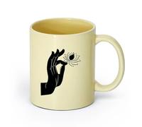 AYUEHBN cerámica Tazas de Cerámica para Café, Leche y Té Mano de Buda con flor de loto del budismo （11oz/320ml） Cappuccino, Latte Macchiato, té, espresso Beige