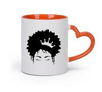 AYUEHBN cerámica Tazas de Cerámica para Café, Leche y Té Mujer con corona y peinado de princesa （11oz/320ml） Elegante y duradero: apto para microondas y lavavajillas Naranja