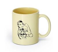 AYUEHBN cerámica Tazas de Cerámica para Café, Leche y Té Poder femenino, fuerza femenina, feminismo （11oz/320ml） Para bebidas calientes, latte, capuchino Beige