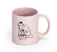AYUEHBN cerámica Tazas de Cerámica para Café, Leche y Té Poder femenino, fuerza femenina, feminismo （11oz/320ml） Para bebidas calientes, latte, capuchino Rosa