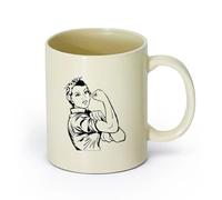 AYUEHBN cerámica Tazas de Cerámica para Café, Leche y Té Poder femenino, fuerza femenina, feminismo （11oz/320ml） Para bebidas calientes, latte, capuchino Amarillo claro