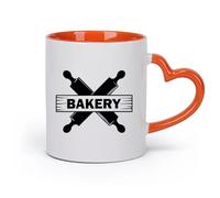 AYUEHBN cerámica Tazas de Cerámica para Café, Leche y Té Productos de panadería Fresh Baking Bakery （11oz/320ml） Tazas de cerámica para el hogar o el trabajo Naranja