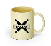 AYUEHBN cerámica Tazas de Cerámica para Café, Leche y Té Productos de panadería Fresh Baking Bakery （11oz/320ml） Tazas de cerámica para el hogar o el trabajo Beige