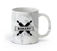 AYUEHBN cerámica Tazas de Cerámica para Café, Leche y Té Productos de panadería Fresh Baking Bakery （11oz/320ml） Tazas de cerámica para el hogar o el trabajo Negro mármol