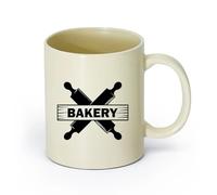 AYUEHBN cerámica Tazas de Cerámica para Café, Leche y Té Productos de panadería Fresh Baking Bakery （11oz/320ml） Tazas de cerámica para el hogar o el trabajo Amarillo claro