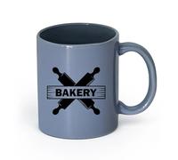 AYUEHBN cerámica Tazas de Cerámica para Café, Leche y Té Productos de panadería Fresh Baking Bakery （11oz/320ml） Tazas de cerámica para el hogar o el trabajo Gris azulado
