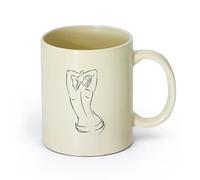 AYUEHBN cerámica Tazas de Cerámica para Café, Leche y Té Salón de masajes de spa de mujer desnuda （11oz/320ml） Ideal para el hogar, la oficina, cafeterías, ideas de regalo Amarillo claro