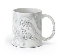 AYUEHBN cerámica Tazas de Cerámica para Café, Leche y Té Salón de masajes de spa de mujer desnuda （11oz/320ml） Ideal para el hogar, la oficina, cafeterías, ideas de regalo Negro mármol