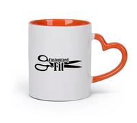 AYUEHBN cerámica Tazas de Cerámica para Café, Leche y Té Tijeras de costura de Tailor Tools Atelier （11oz/320ml） Para cafetería o restaurante Naranja