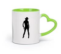 AYUEHBN cerámica Tazas de Cerámica para Café, Leche y Té Vaquera con sombrero de pistola, vaquera ... （11oz/320ml） Para café, avena, té, fácil de limpiar Verde
