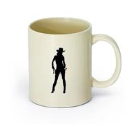 AYUEHBN cerámica Tazas de Cerámica para Café, Leche y Té Vaquera con sombrero de pistola, vaquera ... （11oz/320ml） Para café, avena, té, fácil de limpiar Amarillo claro