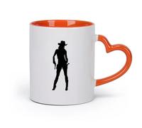 AYUEHBN cerámica Tazas de Cerámica para Café, Leche y Té Vaquera con sombrero de pistola, vaquera ... （11oz/320ml） Para café, avena, té, fácil de limpiar Naranja