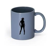 AYUEHBN cerámica Tazas de Cerámica para Café, Leche y Té Vaquera con sombrero de pistola, vaquera ... （11oz/320ml） Para café, avena, té, fácil de limpiar Gris azulado