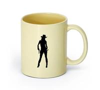 AYUEHBN cerámica Tazas de Cerámica para Café, Leche y Té Vaquera con sombrero de pistola, vaquera ... （11oz/320ml） Para café, avena, té, fácil de limpiar Beige