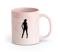 AYUEHBN cerámica Tazas de Cerámica para Café, Leche y Té Vaquera con sombrero de pistola, vaquera ... （11oz/320ml） Para café, avena, té, fácil de limpiar Rosa mármol