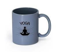 AYUEHBN cerámica Tazas de Cerámica para Café, Leche y Té Yoga Meditación Budismo Hinduismo Hindú （11oz/320ml） Para bebidas calientes, latte, capuchino Gris azulado