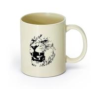 AYUEHBN cerámica Tazas de gres para café y té Cabeza de león abstracta, animal africano, depredador salvaje （11oz/320ml） Apto para microondas Amarillo claro