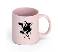 AYUEHBN cerámica Tazas de gres para café y té Cabeza de vaca Animal Granja lechera Leche Pueblo （11oz/320ml） Elegante y duradero: apto para microondas y lavavajillas Rosa