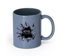 AYUEHBN cerámica Tazas de gres para café y té Club de lectura de Book Guill de edición vintage （11oz/320ml） Café, té, latte, leche, cacao, zumo y otras bebidas calientes Gris azulado