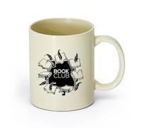 AYUEHBN cerámica Tazas de gres para café y té Club de lectura de Book Guill de edición vintage （11oz/320ml） Café, té, latte, leche, cacao, zumo y otras bebidas calientes Amarillo claro