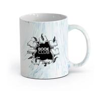 AYUEHBN cerámica Tazas de gres para café y té Club de lectura de Book Guill de edición vintage （11oz/320ml） Café, té, latte, leche, cacao, zumo y otras bebidas calientes Azul mármol