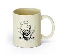 AYUEHBN cerámica Tazas de gres para café y té Demonio Ángel Contraste Vida Muerte Bien Mal Malo （11oz/320ml） Regalo único de oficina para mujeres y hombres Amarillo claro
