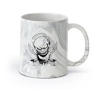 AYUEHBN cerámica Tazas de gres para café y té Demonio Ángel Contraste Vida Muerte Bien Mal Malo （11oz/320ml） Regalo único de oficina para mujeres y hombres Negro mármol