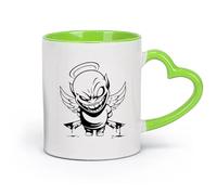 AYUEHBN cerámica Tazas de gres para café y té Demonio Ángel Contraste Vida Muerte Bien Mal Malo （11oz/320ml） Regalo único de oficina para mujeres y hombres Verde